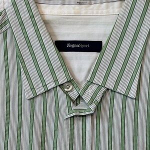 Ermenegildo Zegna sport Men’s Green & White Stripe Shirt L